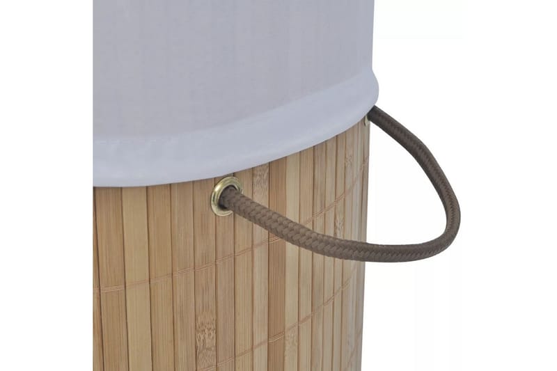 Tvättkorg i bambu rund naturfärg - Brun - Tvättkorg