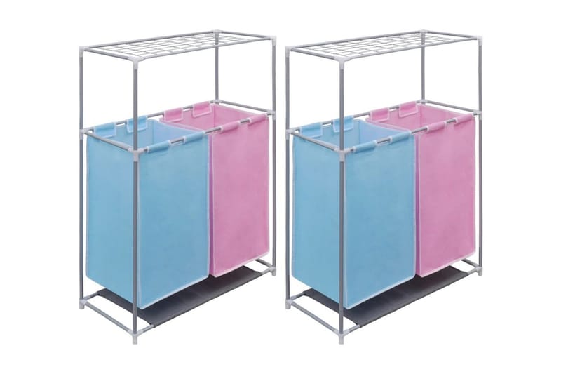 Tvättsorterare 2 sektioner 2 st med torkhylla - Flerfärgad - Tvättkorg