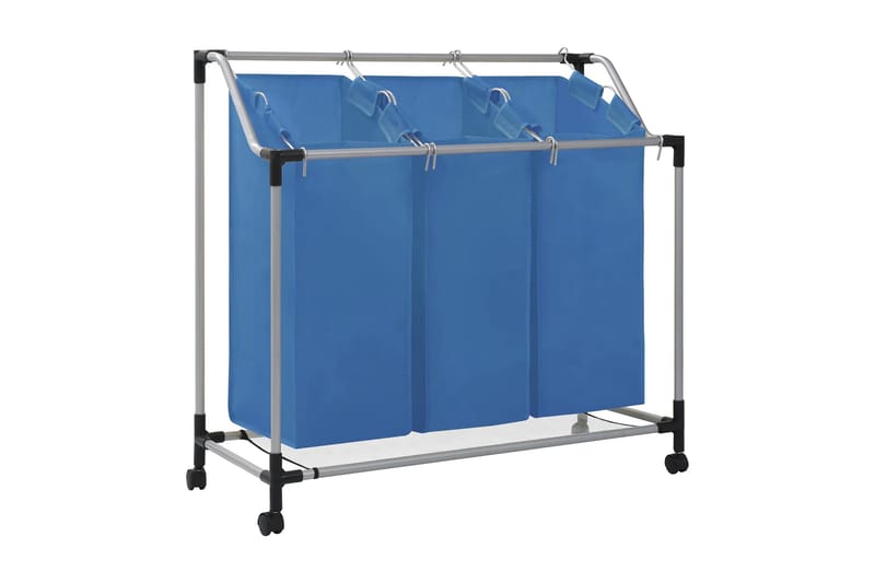 Tvättsorterare med 3 påsar blå stål - Blå - Tvättkorg