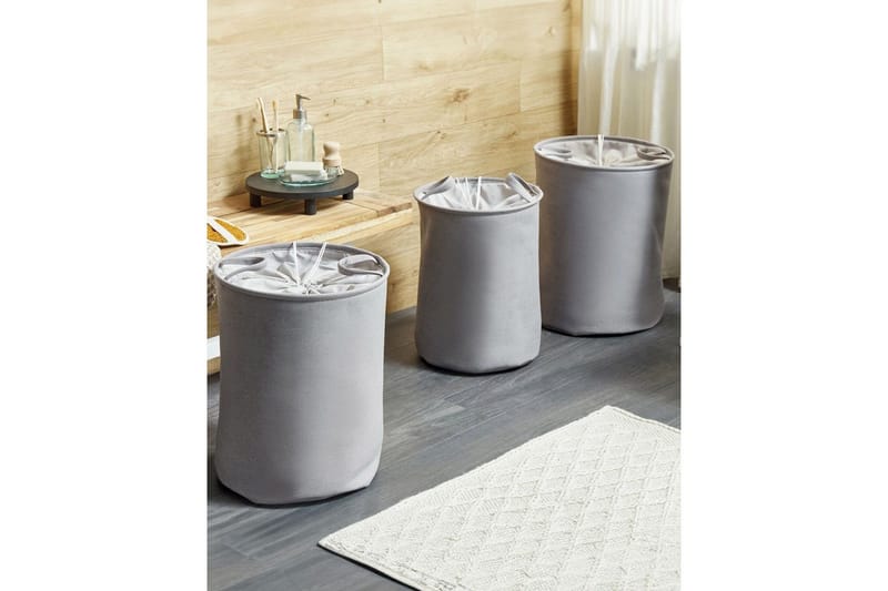 Tvättkorgar Archa set om 3 Grå - Grå - Förvaring - Klädförvaring - Tvättkorg