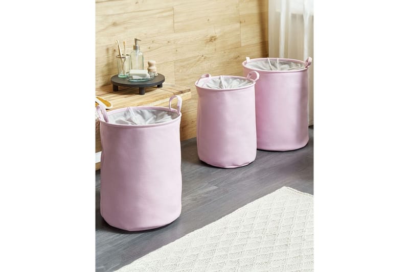 Tvättkorgar Archa set om 3 Rosa/grå - Rosa/grå - Förvaring - Klädförvaring - Tvättkorg