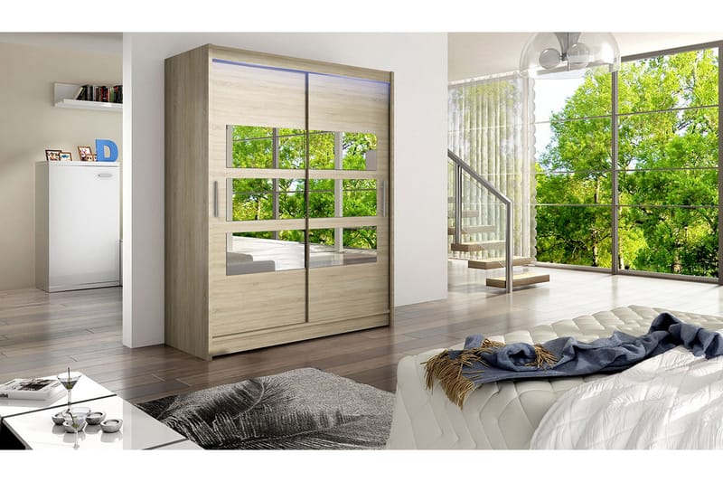 Leila Garderob med Spegel 150x200 cm - Beige - Förvaring - Garderober & garderobssystem