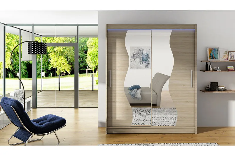 Leila Garderob med Spegel 150x200 cm - Beige - Förvaring - Garderober & garderobssystem
