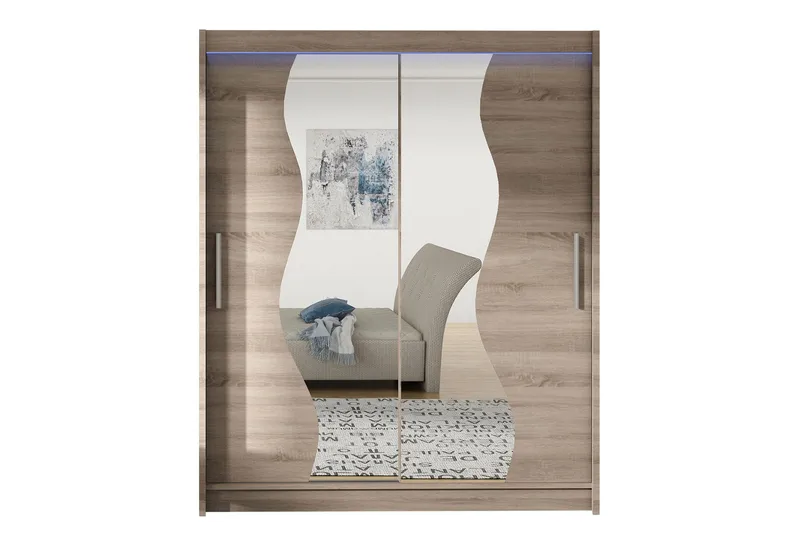 Leila Garderob med Spegel 150x200 cm, Beige