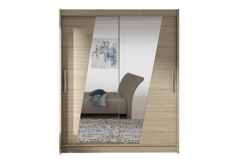Leila Garderob med Spegel 150x200 cm, Beige
