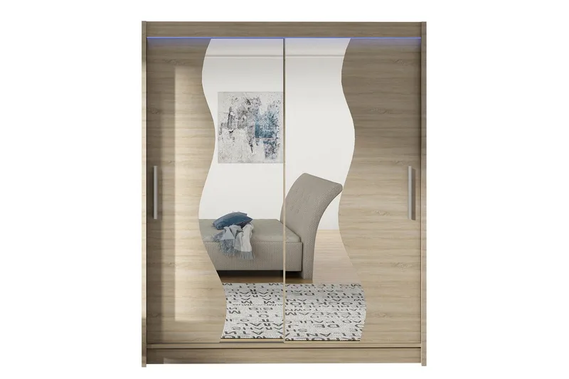 Leila Garderob med Spegel 150x200 cm, Beige