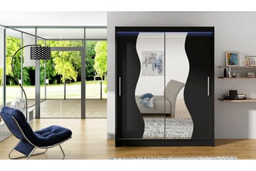 Leila Garderob med Spegel 150x200 cm - Svart - Förvaring - Garderober & garderobssystem