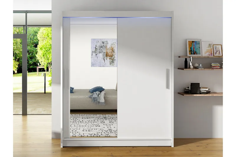 Leila Garderob med Spegel 150x200 cm - Vit - Förvaring - Garderober & garderobssystem