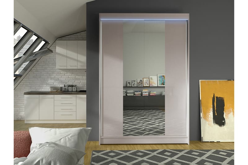Liverpool Garderob m. Spegel 120x200 cm - Beige - Förvaring - Garderober & garderobssystem