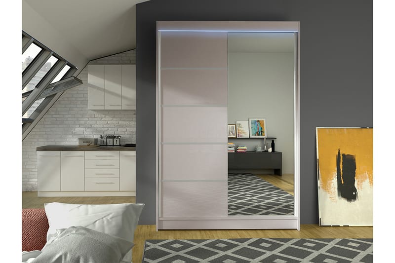 Liverpool Garderob m. Spegel 120x200 cm - Beige - Förvaring - Garderober & garderobssystem
