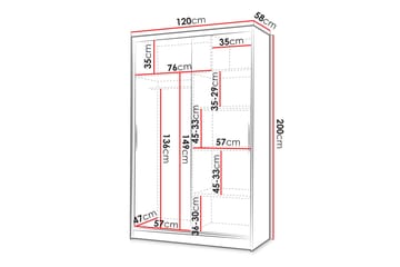 Liverpool Garderob m. Spegel 120x200 cm - Brun - Förvaring - Garderober & garderobssystem