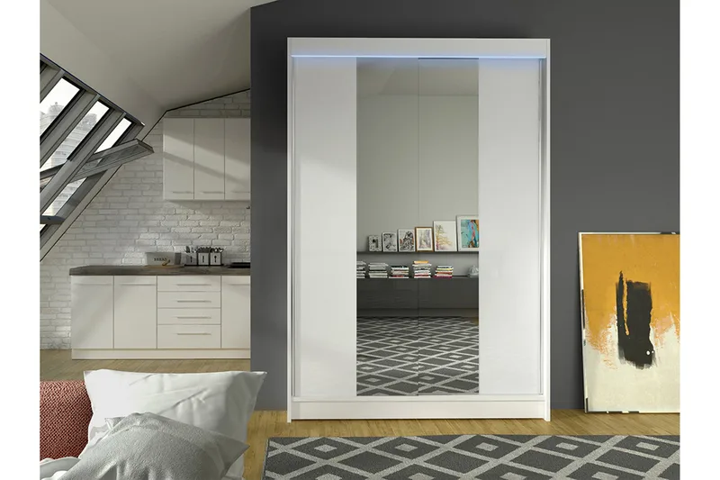 Liverpool Garderob m. Spegel 120x200 cm - Grå - Förvaring - Garderober & garderobssystem