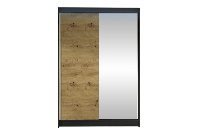 Liverpool Garderob m. Spegel 120x200 cm, Svart/Brun