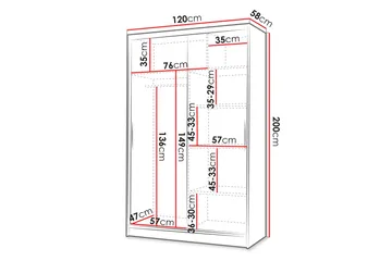 Liverpool Garderob m. Spegel 120x200 cm - Svart/Brun - Förvaring - Garderober & garderobssystem