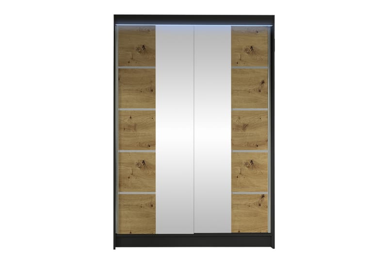 Liverpool Garderob m. Spegel 120x200 cm - Svart/Brun - Förvaring - Garderober & garderobssystem