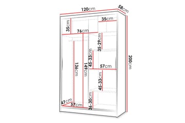 Liverpool Garderob m. Spegel 120x200 cm - Svart/Brun - Förvaring - Garderober & garderobssystem