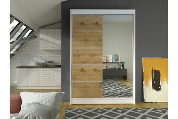 Liverpool Garderob m. Spegel 120x200 cm - Vit/Brun - Förvaring - Garderober & garderobssystem