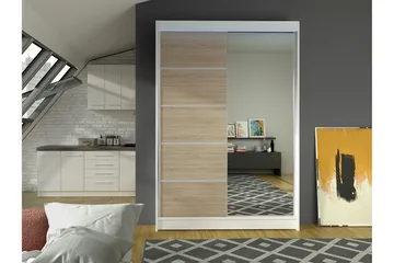 Liverpool Garderob m. Spegel 120x200 cm - Vit/Brun - Förvaring - Garderober & garderobssystem