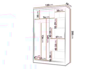 Liverpool Garderob m. Spegel 120x200 cm - Vit/Brun - Förvaring - Garderober & garderobssystem