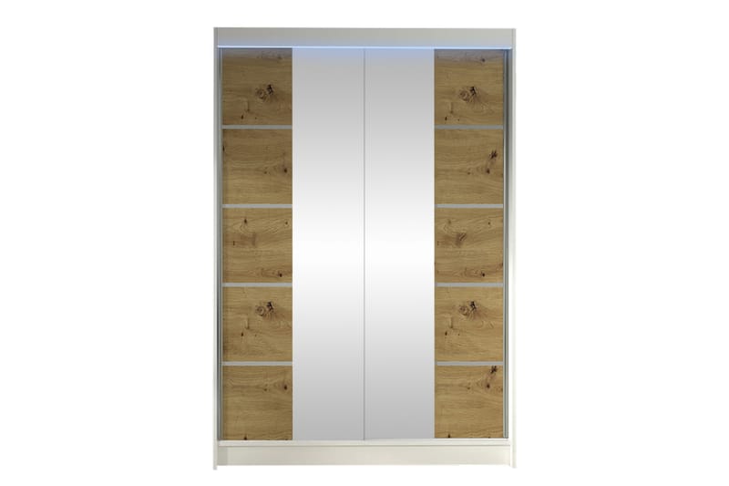 Liverpool Garderob m. Spegel 120x200 cm - Vit/Brun - Förvaring - Garderober & garderobssystem