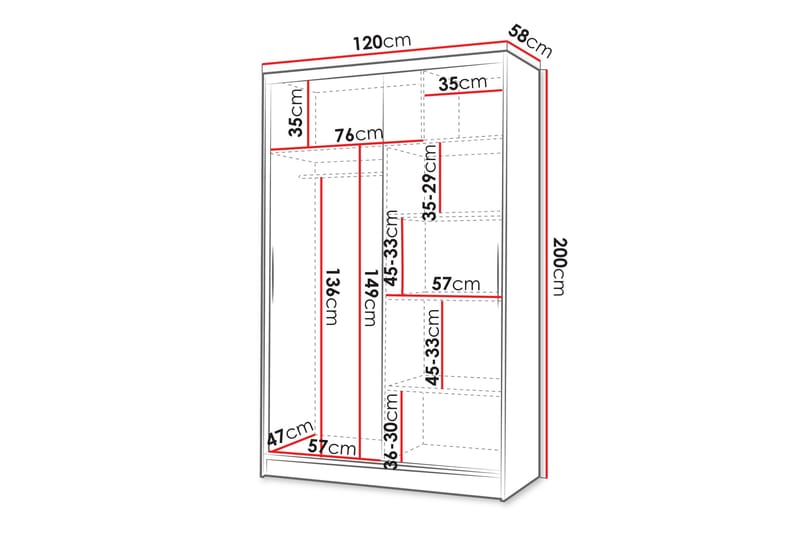 Liverpool Garderob m. Spegel 120x200 cm - Förvaring - Garderober & garderobssystem