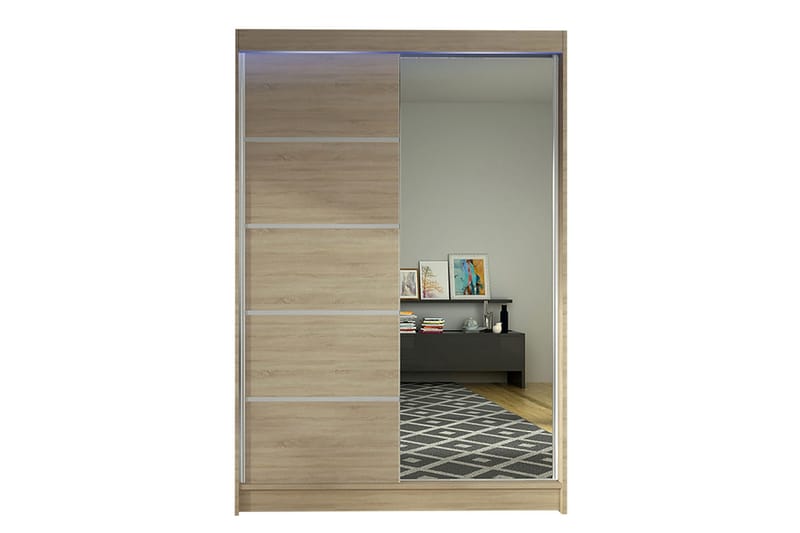 Liverpool Garderob med Spegel 120x200 cm, Beige