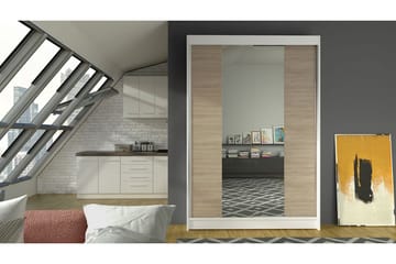 Liverpool Garderob med Spegel 120x200 cm - Brun/Vit - Förvaring - Garderober & garderobssystem