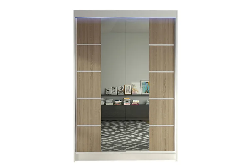 Liverpool Garderob med Spegel 120x200 cm, Brun/Vit