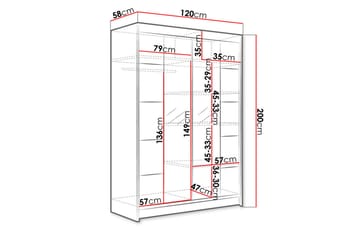Liverpool Garderob med Spegel 120x200 cm - Brun/Vit - Förvaring - Garderober & garderobssystem