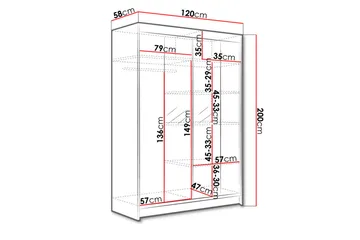 Liverpool Garderob med Spegel 120x200 cm - Svart - Förvaring - Garderober & garderobssystem