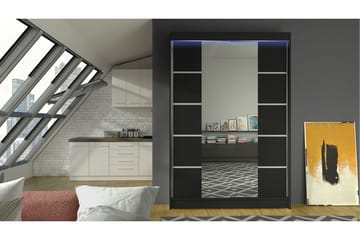 Liverpool Garderob med Spegel 120x200 cm - Svart - Förvaring - Garderober & garderobssystem