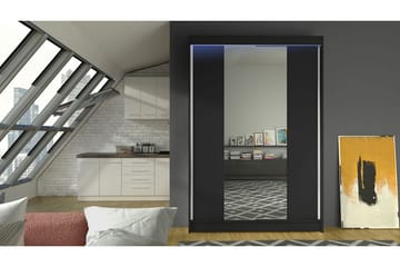 Liverpool Garderob med Spegel 120x200 cm - Svart - Förvaring - Garderober & garderobssystem