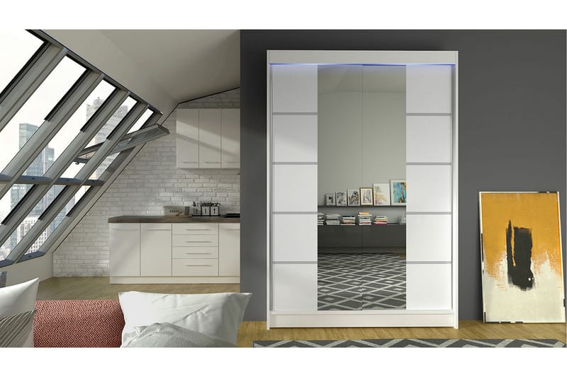 Liverpool Garderob med Spegel 120x200 cm - Vit - Förvaring - Garderober & garderobssystem