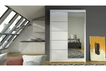 Liverpool Garderob med Spegel 120x200 cm - Vit - Förvaring - Garderober & garderobssystem