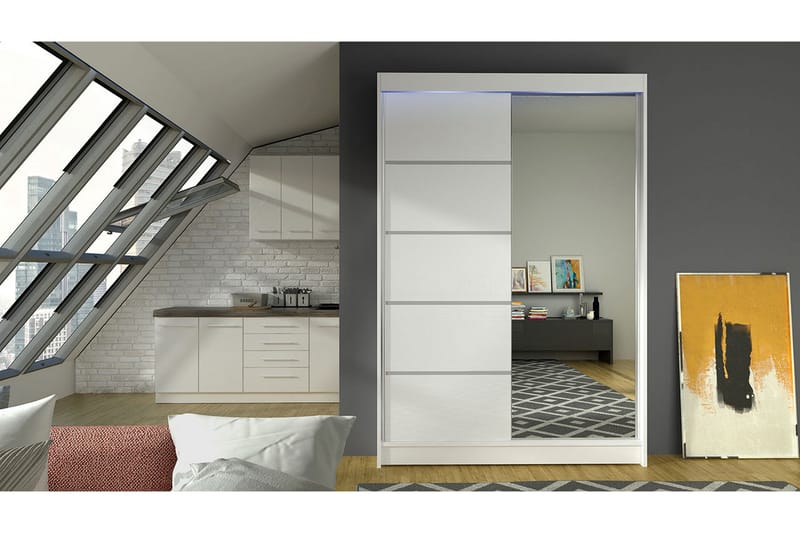 Liverpool Garderob med Spegel 120x200 cm - Vit - Förvaring - Garderober & garderobssystem