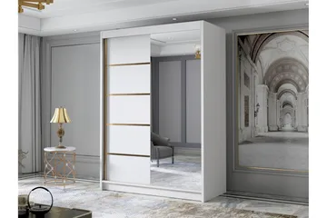 Lungos Garderob med Spegel 120x200 cm - Vit - Förvaring - Garderober & garderobssystem