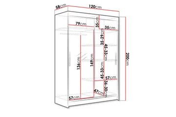 Miami Garderob 120x58x200 cm - Beige/Grå - Förvaring - Garderober & garderobssystem