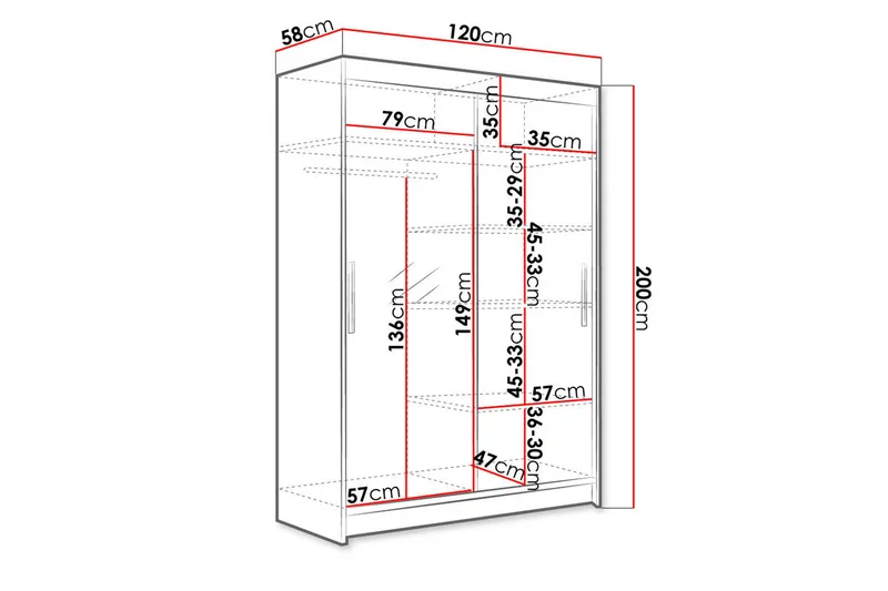 Miami Garderob 120x58x200 cm - Beige/Grå - Förvaring - Garderober & garderobssystem
