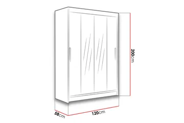 Miami Garderob 120x58x200 cm - Beige/Grå - Förvaring - Garderober & garderobssystem