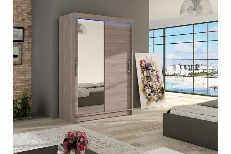Miami Garderob 120x58x200 cm - Beige/Grå - Förvaring - Garderober & garderobssystem