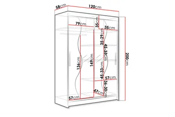 Miami Garderob 120x58x200 cm LED-belysning - Beige/Vit - Förvaring - Garderober & garderobssystem
