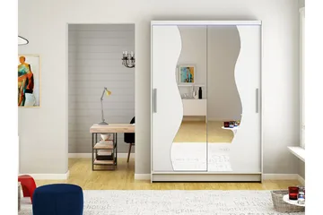 Miami Garderob 120x58x200 cm LED-belysning - Beige/Vit - Förvaring - Garderober & garderobssystem