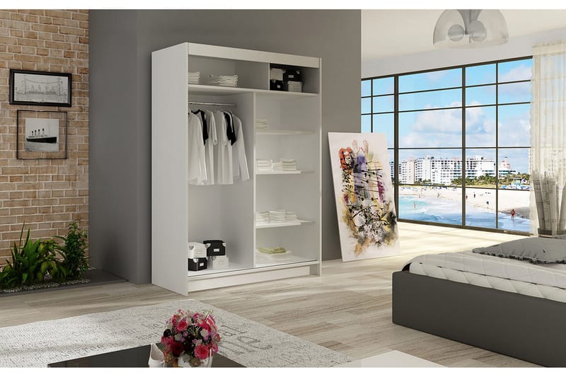Miami Garderob 120x58x200 cm - Vit - Förvaring - Garderober & garderobssystem