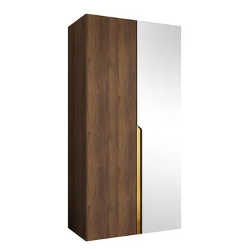 Milias Garderob med spegel 100x202 cm - Brun/guld - Förvaring - Garderober & garderobssystem