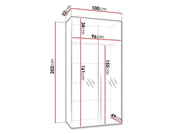 Milias Garderob med spegel 100x202 cm - svart / guld - Förvaring - Garderober & garderobssystem