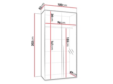 Milias Garderob med spegel 100x202 cm - svart - Förvaring - Garderober & garderobssystem