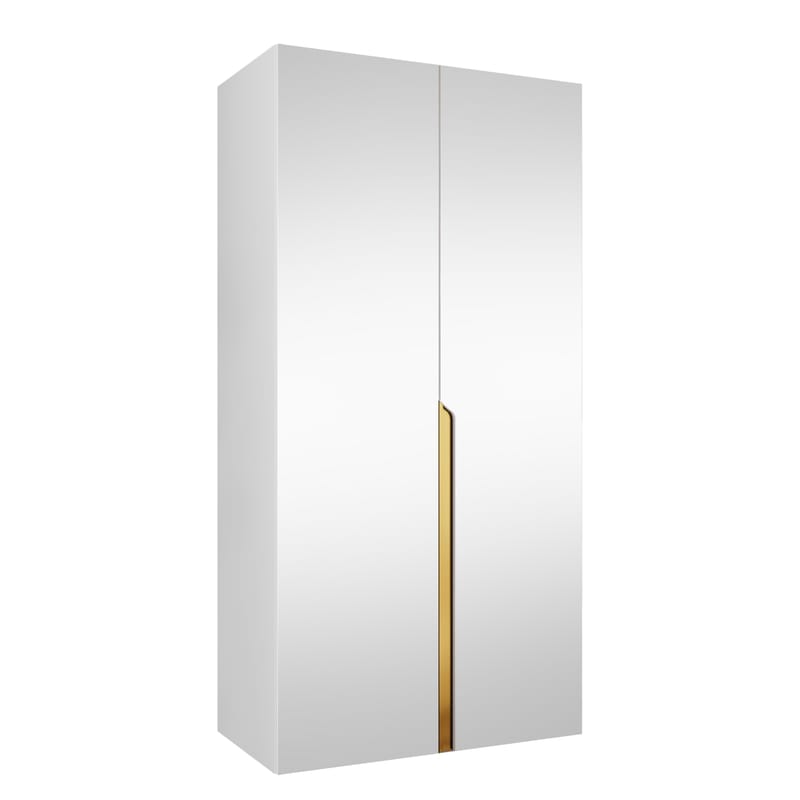 Milias Garderob med spegel 100x202 cm, vit / guld