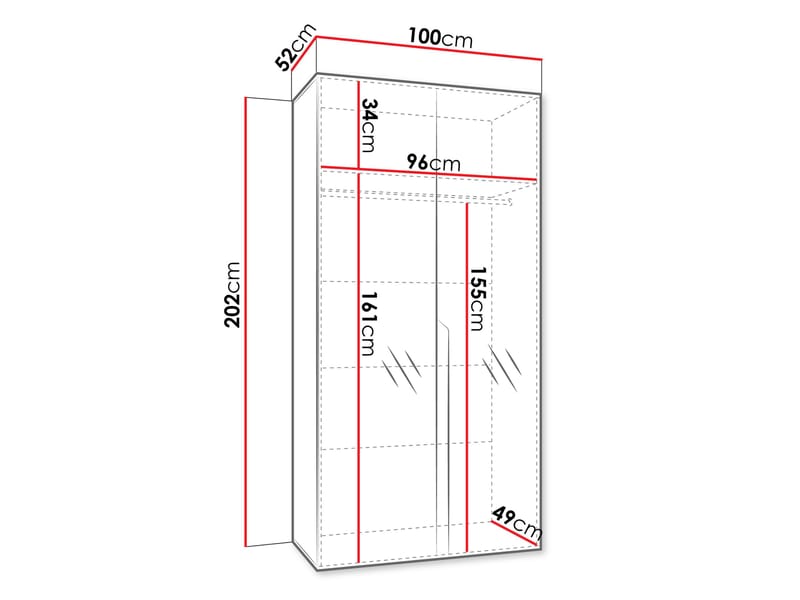 Milias Garderob med spegel 100x202 cm - vit / guld - Förvaring - Garderober & garderobssystem