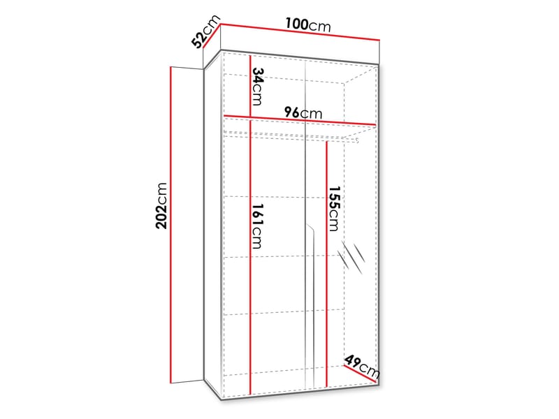Milias Garderob med spegel 100x202 cm - vit - Förvaring - Garderober & garderobssystem