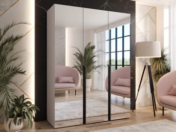 Milias Garderob med spegel 150x202 cm - beige / svart - Förvaring - Garderober & garderobssystem